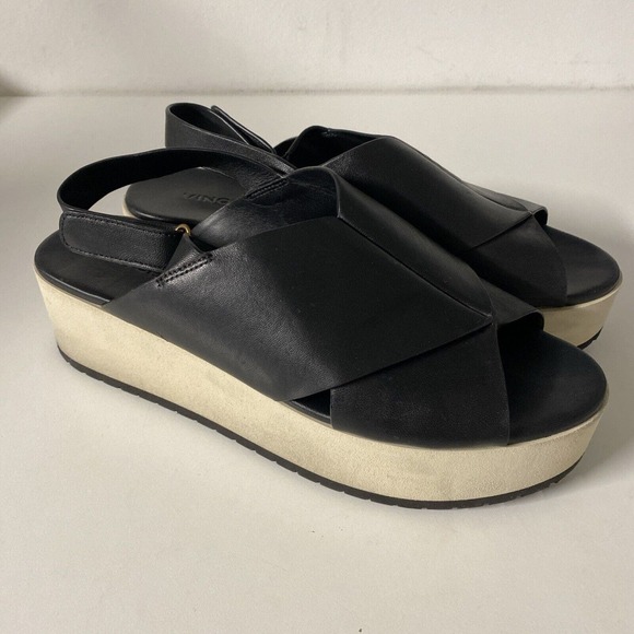 VINCE Weslan Cross Strap Slingback Sandal Flatform Platform Open Toe Bla… - Picture 2 of 10